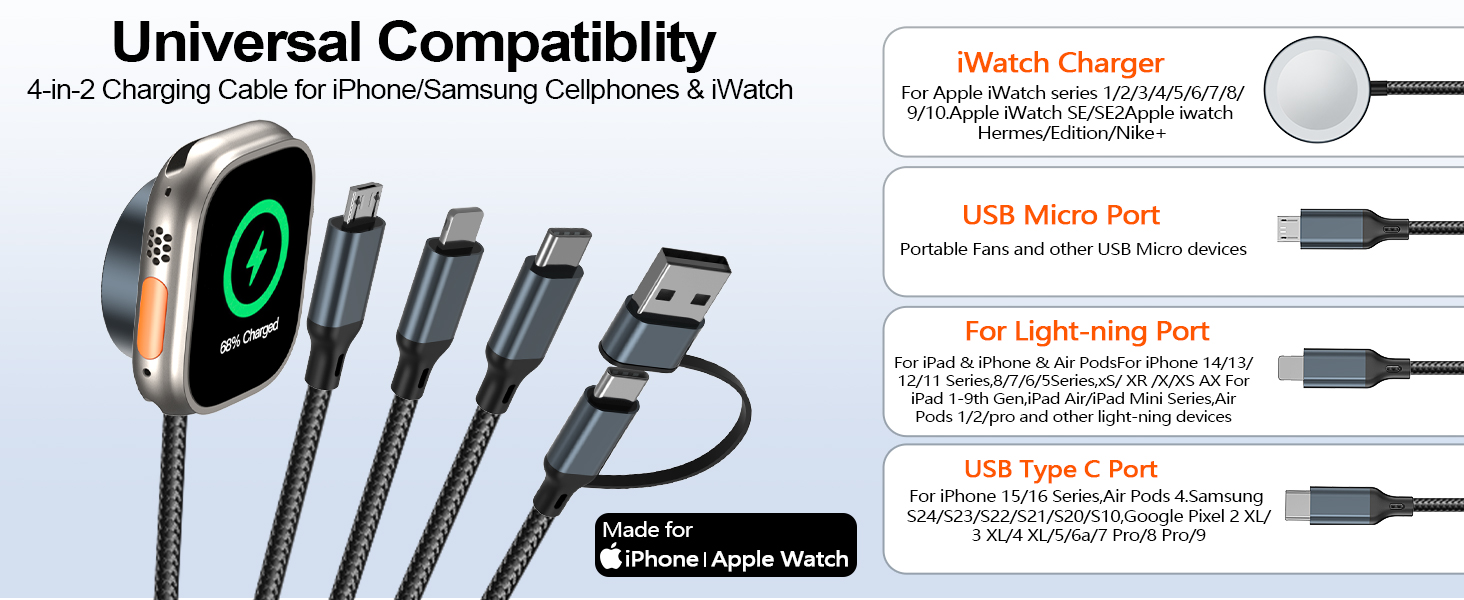 4 in 2 charging cable