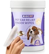 HICC PET Ear Finger Wipes for Dogs & Cats - Gently Remove Ear Wax, Debris - Sooths & Deodorizes -...