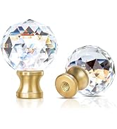 2 Pieces Crystal Lamp Finial Decorative Top Accessories Cap Knob,1/4-27 Screw Topper Clear Lamp F...