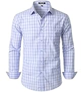 JEMITOP Men's Transitional Weather Long Sleeve Slim Fit Button Down Shirts Business Casual Dress ...