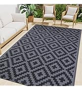 Smiry Waterproof Outdoor Rug 5x8ft, Reversible Plastic Straw Patio Camping Rugs, Outdoor Indoor R...