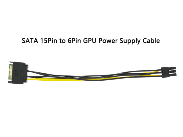 SATA 15 Pin to ATX 6 Pin Power Supply Cable