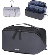 WANDF Toiletry Bag for Men, PU Leather Travel Organizer with Detachable Waterproof Hanging Pouch,...