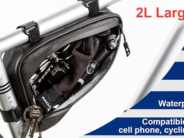 2L Bike Frame Storage Bag with Water Resistant Reflective
