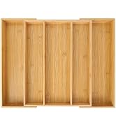 Utoplike Bamboo Expandable Kitchen Drawer Organizer, Adjustable Utensil Holder and Cutlery Tray O...