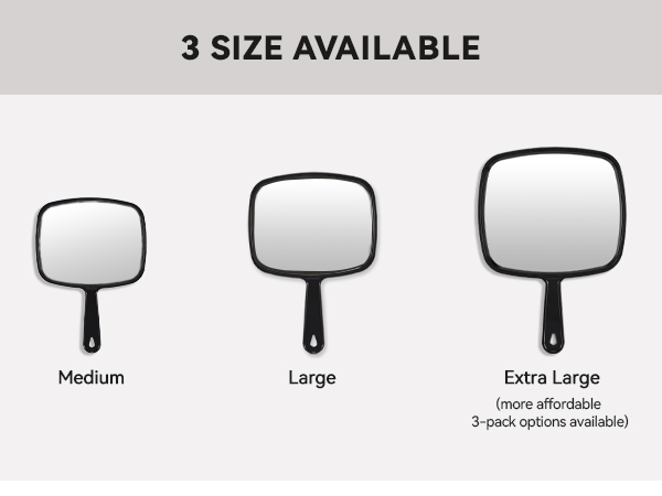 Multiple size options for handheld mirrors