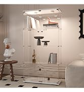 Beauty4U Glass Display Cabinet with Light, 4 Shelves with 2 Doors, Curio Cabinets for Living Room...
