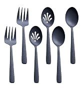 FULLYWARE Matte Black Serving Utensil Set, 9.5-inch Stainless Steel Large Serving Spoon and Servi...