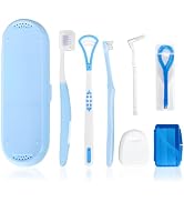 7-in-1 Travel Oral Care Kit with Case – Toothbrush, Tongue Scraper, Wisdom Toothbrush, Dental Flo...