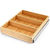 Pull Out Cabinet Drawer Organizer for Kitchen, Sliding Bamboo Wood Storage Rack Organization, Gli...