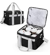 LoDrid Reusable 6 Cups Drink Carrier for Delivery with Bottom Padded Pad, Cup Holder Bag with Rem...