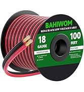 BAHIWOM 18 Gauge Wire 100FT 12V/24V DC Low Voltage Electrical Wire 2 Conductors Cable Flexible PV...