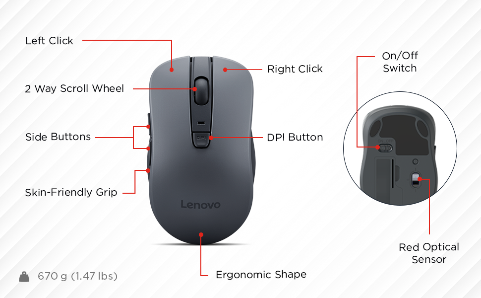 B0DJH1DPCC Lenovo WL310 Bluetooth Silent Mouse - Details