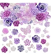 BEEFLIYNG 1 PACK Random Mixed 3D Resin ABS Colorful Rose Flower Butterfly Bow Charm Pearl Bead Ac...