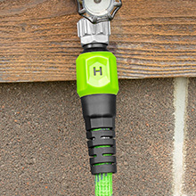 HydroTech Pro Series expandable hose connected to spigot