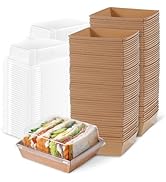 Slomg 50 Pack Plastic Charcuterie Boxes with Clear Lids, 4" Small Paper to Go Food Container for ...