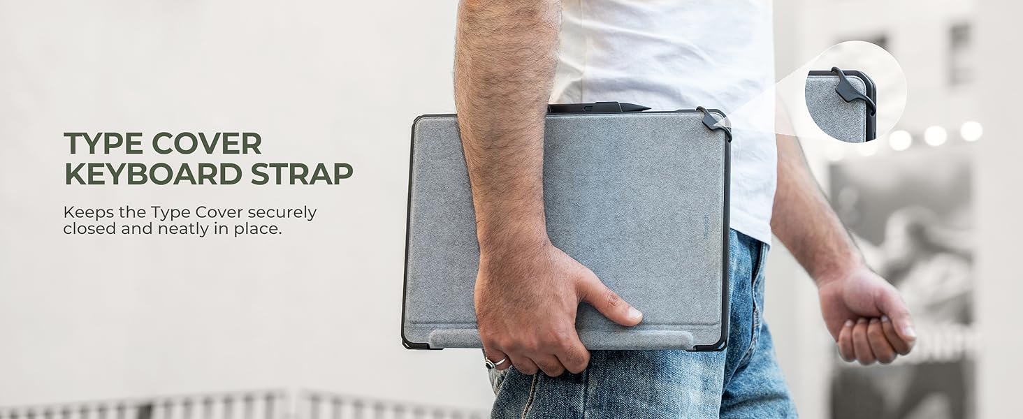 Surface Pro 12th/11/10/9 Case with Type Cover Strap