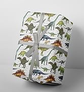 RiukRaiu Dinosaur Wrapping Paper for Boys Girls Kids - Funny T-Rex Gift Wrap for Birthday, Party,...