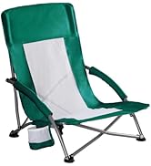 NEWBULIG Low Beach Chair – Folding Camping Chair for Adults, Low Profile Lawn Chair with Cup Hold...