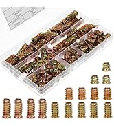 Mikikit 100Pcs Threaded Inserts for Wood: 1/4-20 x10mm Wood Plugs for Screw Holes Screw in Nut Fa...
