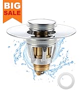 Bathroom Sink Stopper - for 1.25" Standard Drain Holes, Pop Up Sink Strainer, Bullet Core Push Ty...