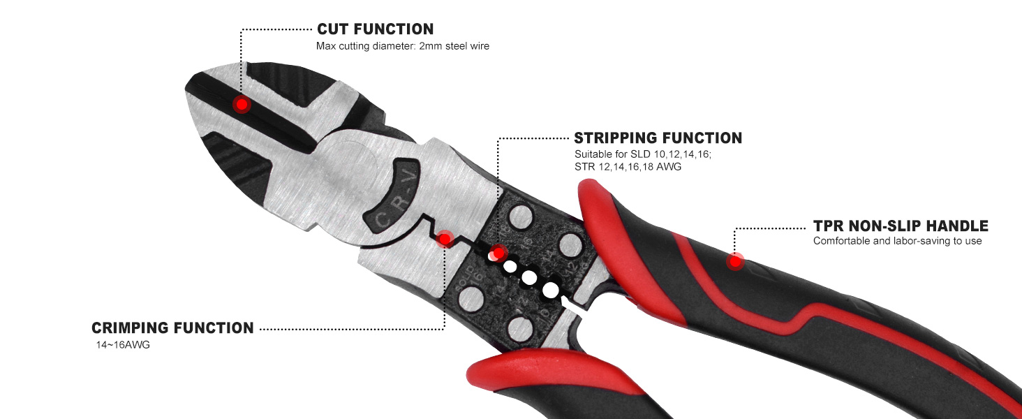 Wire Stripper Crimper Cutter Long Nose Pliers Diagonal Side Cutting Linesman Pliers