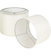 Wellmet Cream White Set of 2 Drum Lampshades, Easy Assembly Required 18" Top x 18" Bottom x 12" H...
