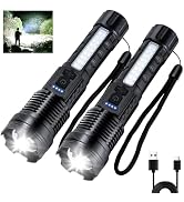 Peascat Rechargeable Flashlight 980,000L High Lumens 2 Pack, Led Tactical Flash Light, Super Brig...