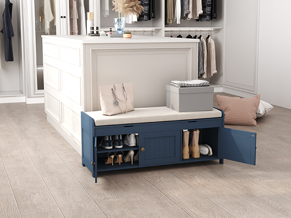 Shoe Storage Bench with Cushioned Seat