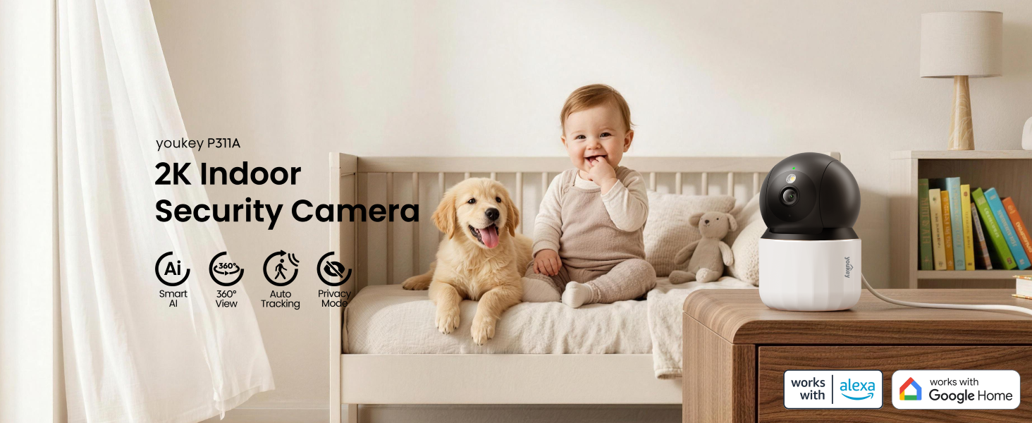 youkey P311A 2K 360° Indoor Security Camera