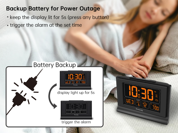 alarm clock with backup battery