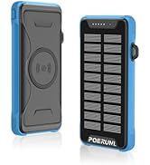 POERUNI. Solar Power Bank,10000mah Portable Charger Power Bank,22.5w Fast Wireless Charger with U...