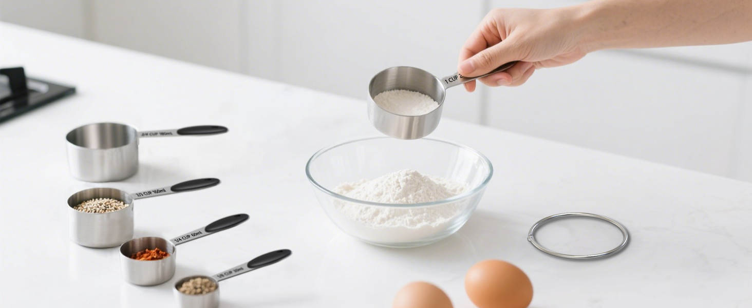 stainless steel measuring cups and spoons set