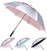 MRTLLOA 68/72 Inch Automatic Open UV Golf Umbrella, Extra Large Oversize Double Canopy Vented Win...
