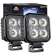 Nilight 2PCS 3Inch Led Pods Square 1500LM Built-in EMC Work Light 90° Flood Beam Angle for Offroa...