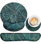 QOMOLAMA 3-in-1 Keyboard Wrist Rest+Mouse Pad with Wrist Rest+Cup pad Set,Anti-Skid, Ergonomic Mo...