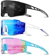 Foliful Polarized Sports Sunglasses Men Women for Running Baseball Cycling | 3 Pack Wrap Around M...