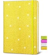 GINMLYDA A5 Glitter Notebook, Hardcover 160 Pages Never Peel Off Sparkle Glitter Lined Journal No...