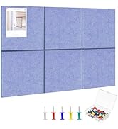 Large Cork Board 36" x 24", 6 Pack Felt Wall Tiles with Colored Pushpins, Bulletin Board with Rem...
