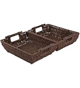 OIAHOMY Storage Baskets, Paper Rope Wicker Organizers with Wooden Handles, Baskets for Organizing...