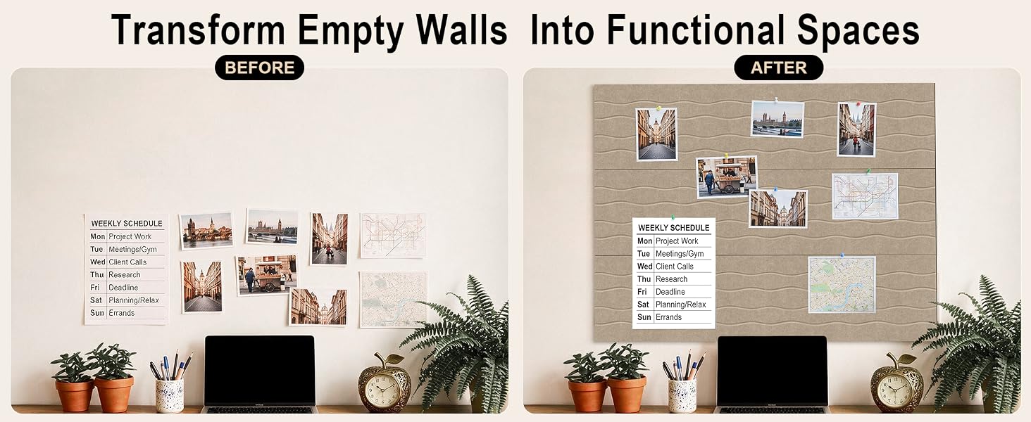 Felt Bulletin Board Tiles 12 Pack, 48" x 36" Cork Board Alternative