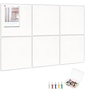 Large Cork Board 36" x 24", 6 Pack Felt Wall Tiles with Colored Pushpins, Bulletin Board with Rem...