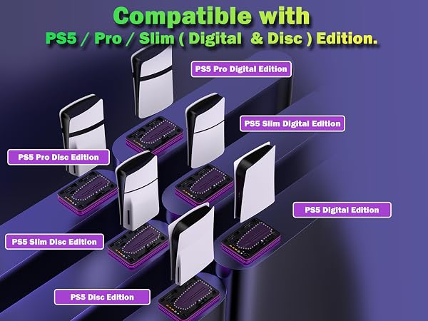 Compatible with PS5 / PS5 Pro / PS5 Slim Digital Edition and Disc Edition.