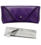 Portable Leather Glasses Case,Flexible Sunglasses Pouch Slim Case for Women Men Horizontal Eyegla...
