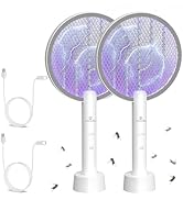 Gooqand Bug Zapper Racket, 2 in 1 Electric Fly Zapper USB Rechargeable, 4000V Electric Fly Swatte...