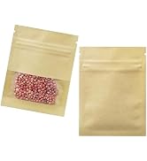 FERENLI 100 Pack 2.8x3.5 inch Small Resealable Seed Coin Envelopes Bags with Clear Window Brown K...