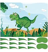 ASTARON Pin The Tail on The Dinosaur Game for Kids Birthday Party, Dinosaur Party Game with 24 pc...