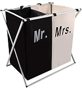 Nicesail 3/2 Sections Laundry Basket Printed Dark Light Color, Foldable Laundry Hamper/Sorter wit...
