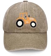 Cute Embroidery Tractor Baseball Cap Kids Toddler Vintage Washed Cotton Adjustable Dad Hat for Bo...