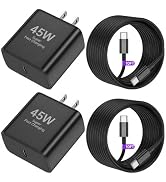 QOQHO 45W Super Fast Charger 2Pack for Samsung Galaxy S26 Ultra/S25, PPS PD 3.0 USB C Wall Charge...